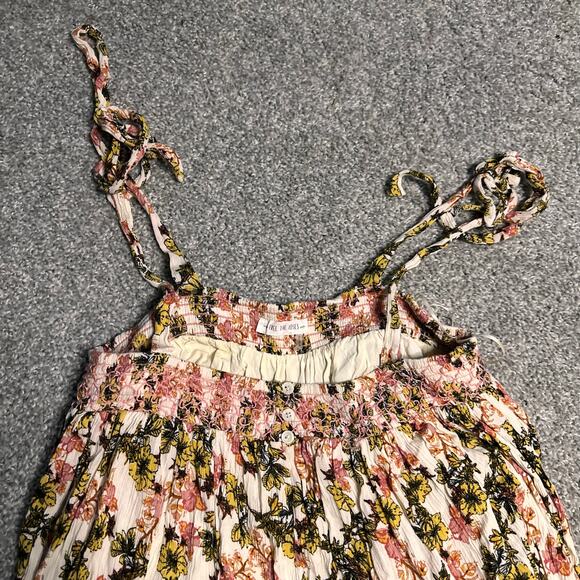 Free The Roses Floral Romper Summer Spring Size Medium Pink Green Yellow - Picture 4 of 4